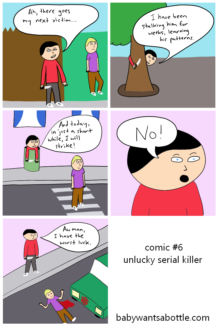 Comic about a murderer who is down on his luck